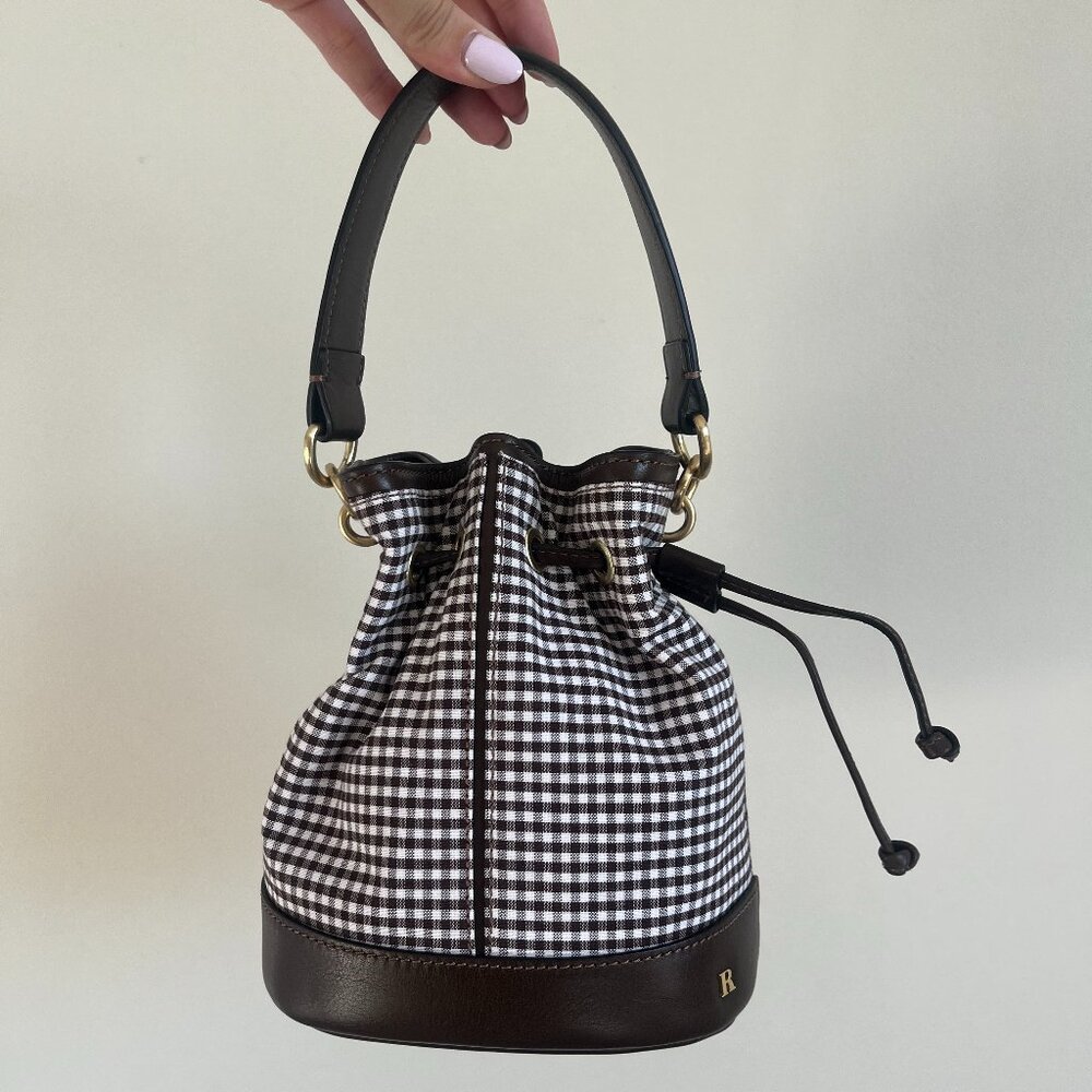 Rouje brown gingham leather bucket bag